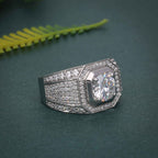1.5ct Men's Brilliant Cut Moissanite Diamond S925 Silver Band Side Stones Ring - JBR Jeweler