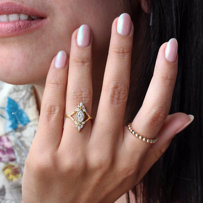 1.90 CT Marquise Diamond Ring – Deco-Inspired Style