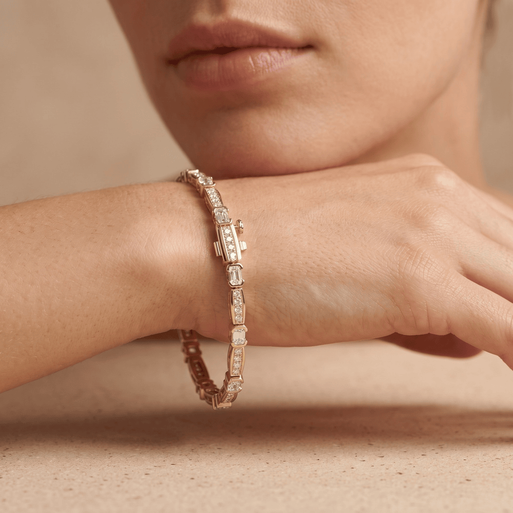 round lab diamond gold bracelet