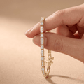 emerald and round lab diamond bracelet