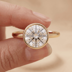 Round lab grown diamond ring in bezel setting