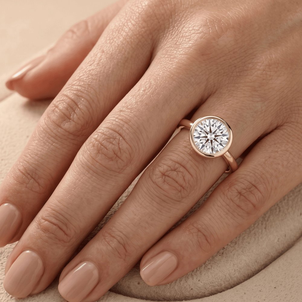 Modern round bezel diamond engagement ring