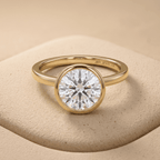 10K gold bezel set round diamond ring