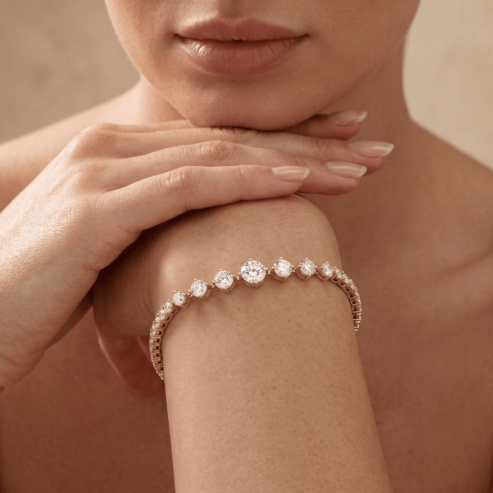 Multiple round lab diamond gold bracelet for her