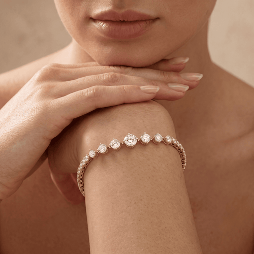 Multiple round lab diamond gold bracelet for her