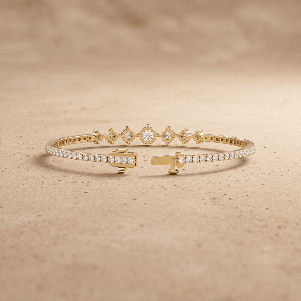 Gold tennis bracelet with lab diamonds