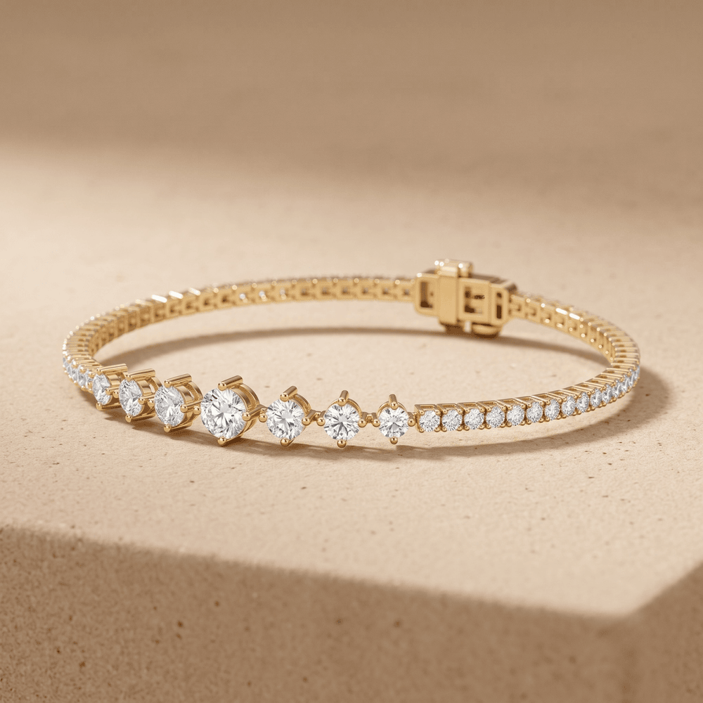 10KT solid gold diamond tennis bracelet