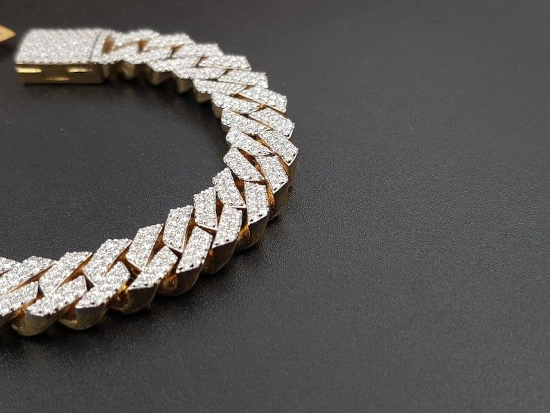 11MM Cuban link Iced out VVS Moissanite Diamond HipHop Miami Cuban link Bracelet - JBR Jeweler