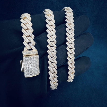 12MM VVS Round Moissanite Diamond Cuban link Chain - JBR Jeweler