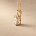 Oval lab diamond necklace on woman's neckline