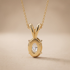 Oval lab diamond double bail necklace in 14K gold