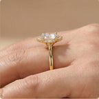 Cathedral setting round lab grown diamond ring side profile