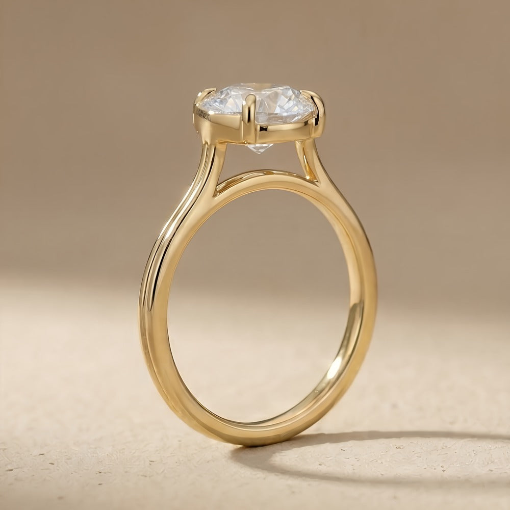 Round Moissanite Cathedral Bridal Ring Side Profile