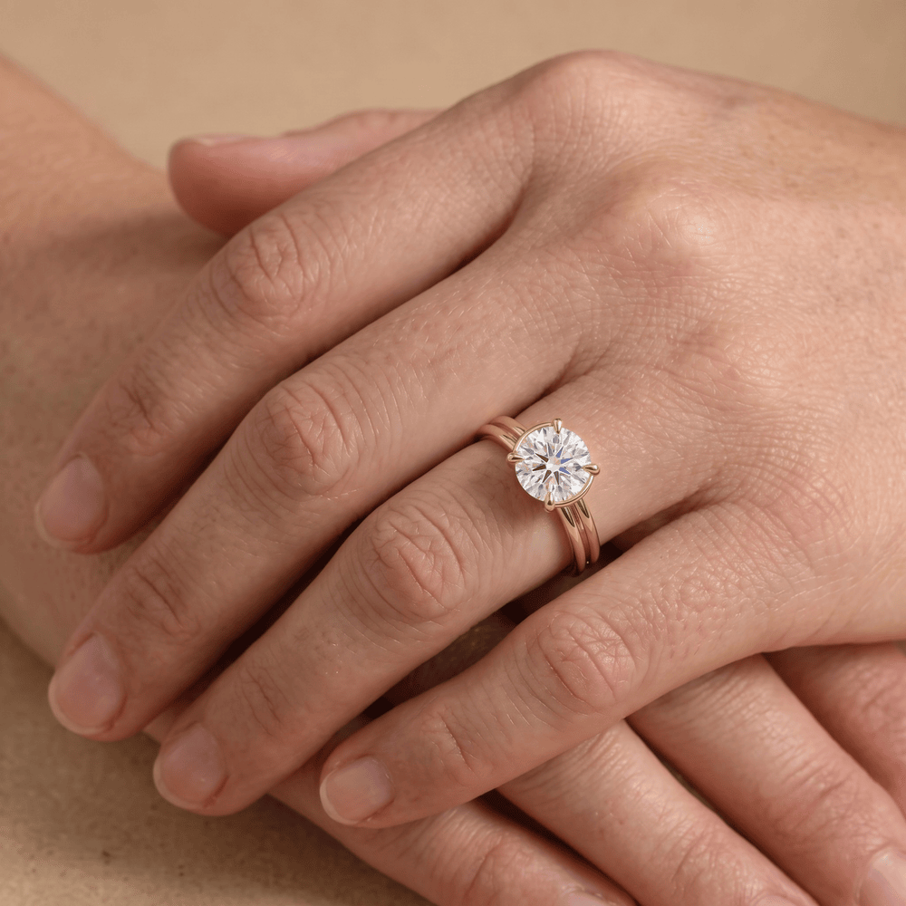 Cathedral Ring Moissanite Proposal Gift for Her on womens finger