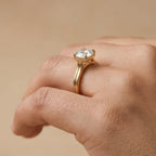 Cathedral Ring Moissanite Proposal Gift for Her on womens finger