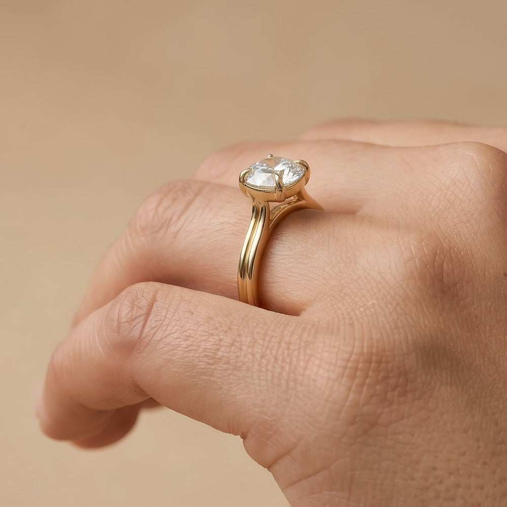 Cathedral Ring Moissanite Proposal Gift for Her on womens finger