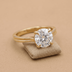 Round Moissanite Cathedral Bridal Ring Side Profile