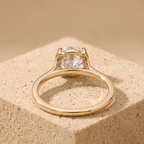 14K Gold Bridal Ring Top View Round Moissanite