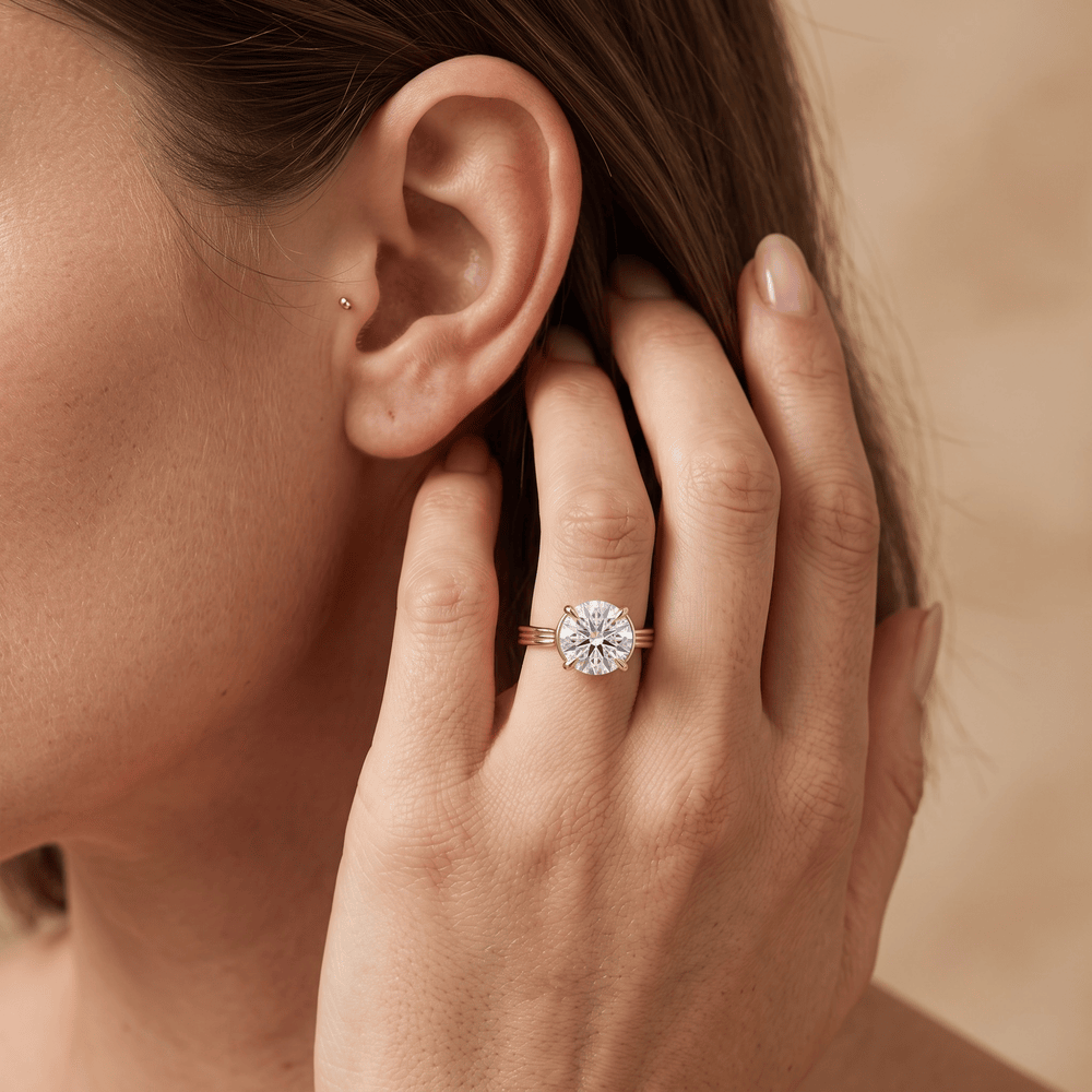 Round Moissanite Ring Ethically Sourced 14K Gold