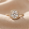 14K Gold Cushion Cut Hidden Halo Lab Grown Diamond Engagement Ring