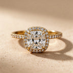Cushion Cut Hidden Halo Lab Grown Diamond Ring