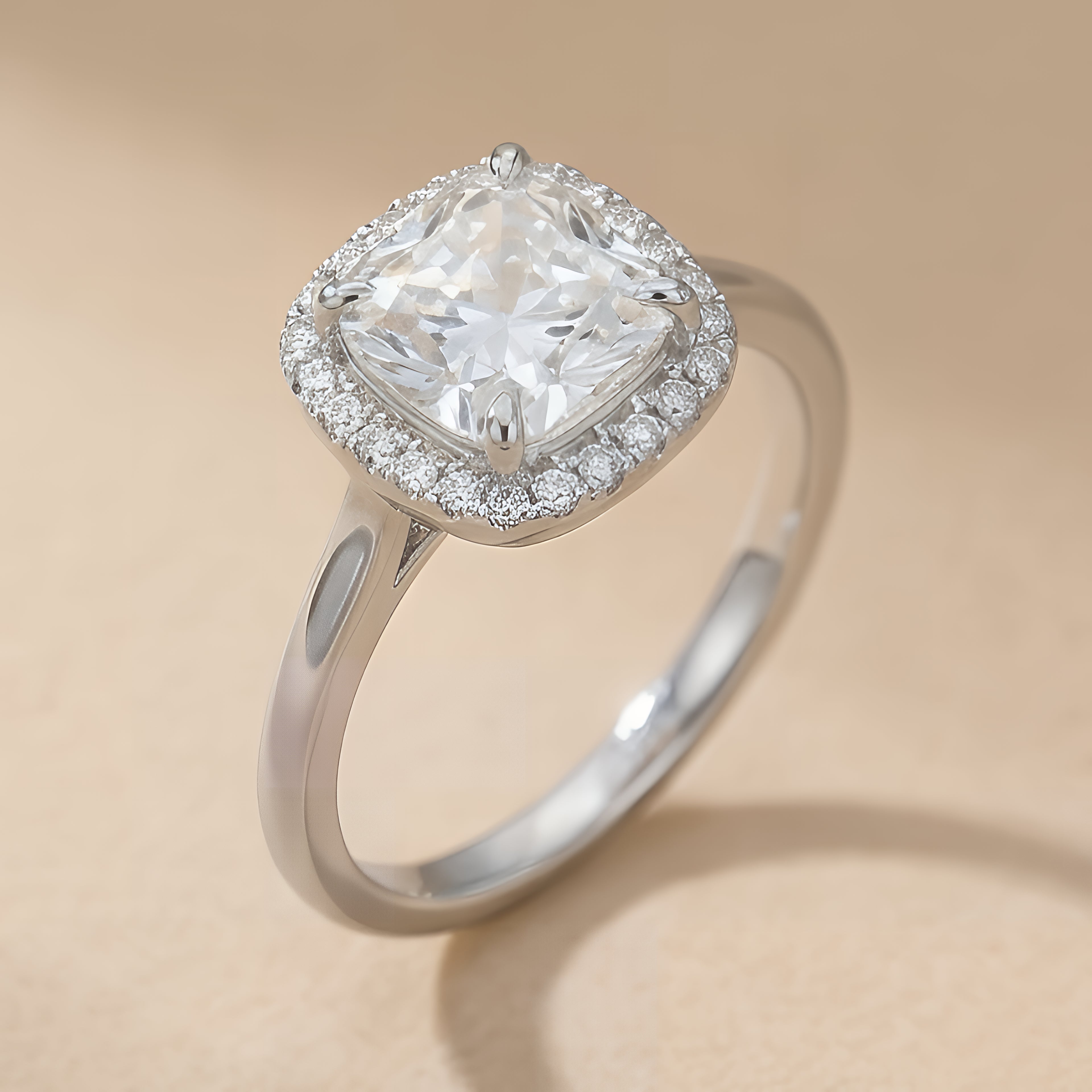 14K gold hidden halo ring top view