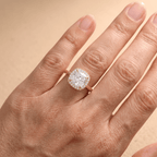 Cushion cut moissanite diamond ring on hand