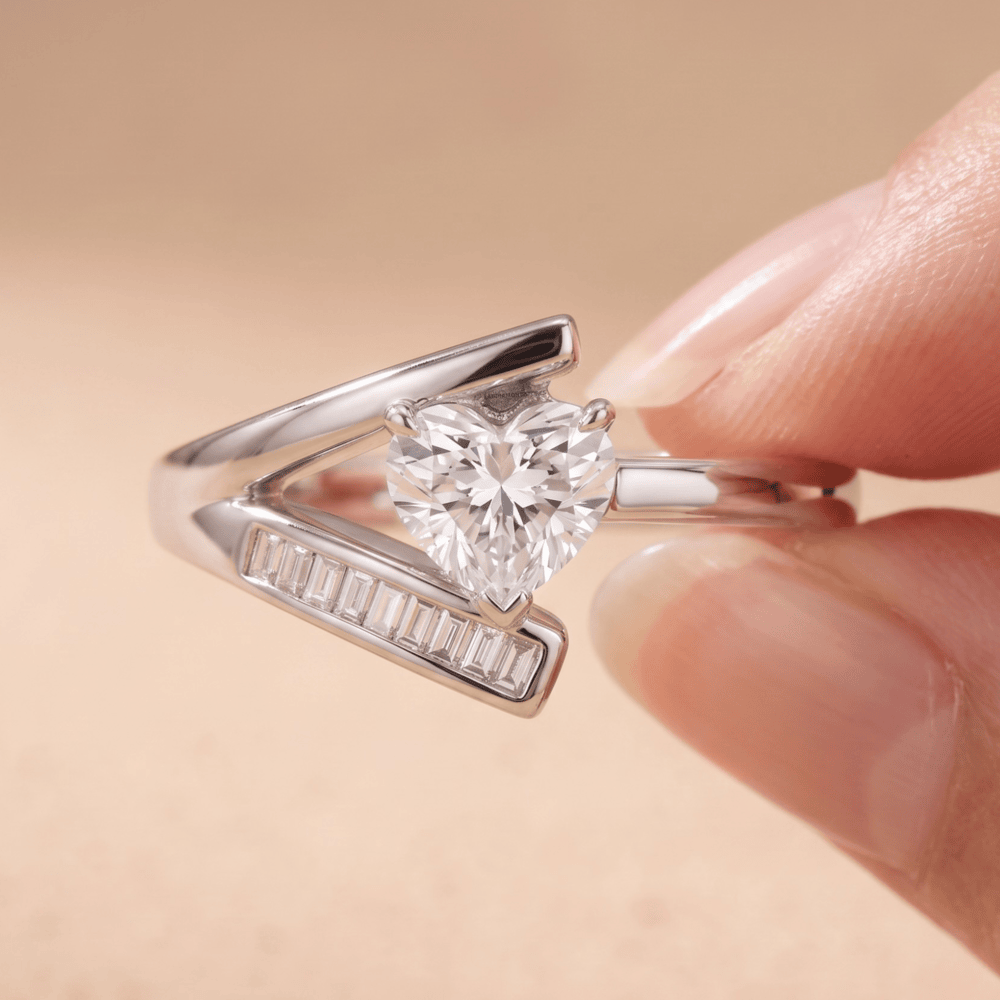 Heart shaped lab grown diamond ring in 14K gold
