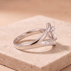 Lab grown heart diamond ring with baguette accents