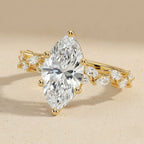 14K yellow gold marquise diamond ring for her