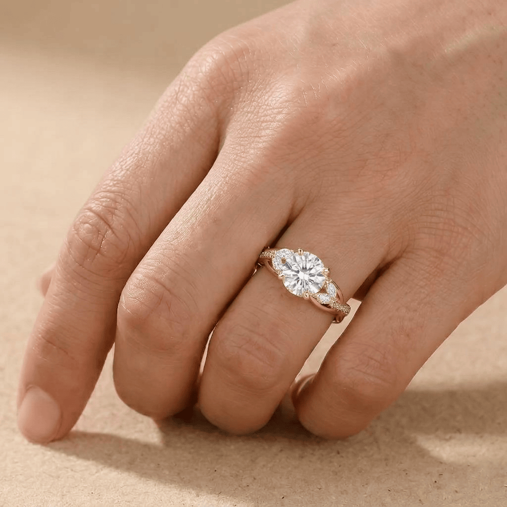 Solid 14K Gold Lab Diamond Ring for Anniversary Gift
