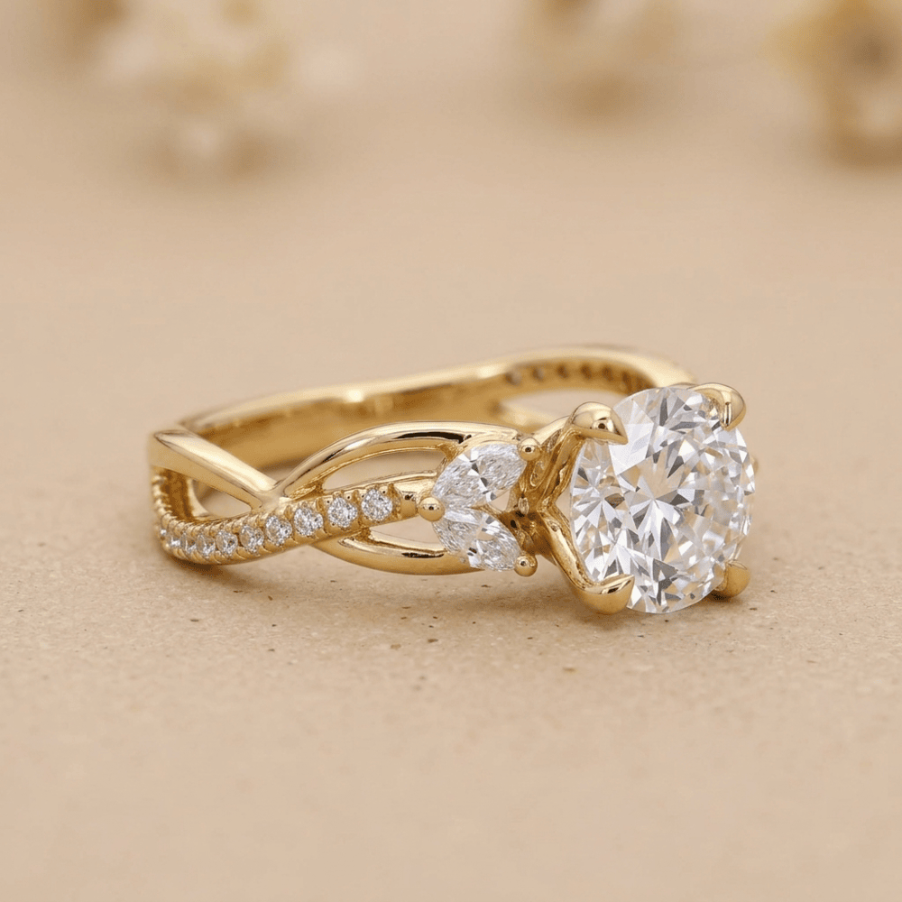Round Cut Lab Diamond Wedding Ring for Women in Solid Gold