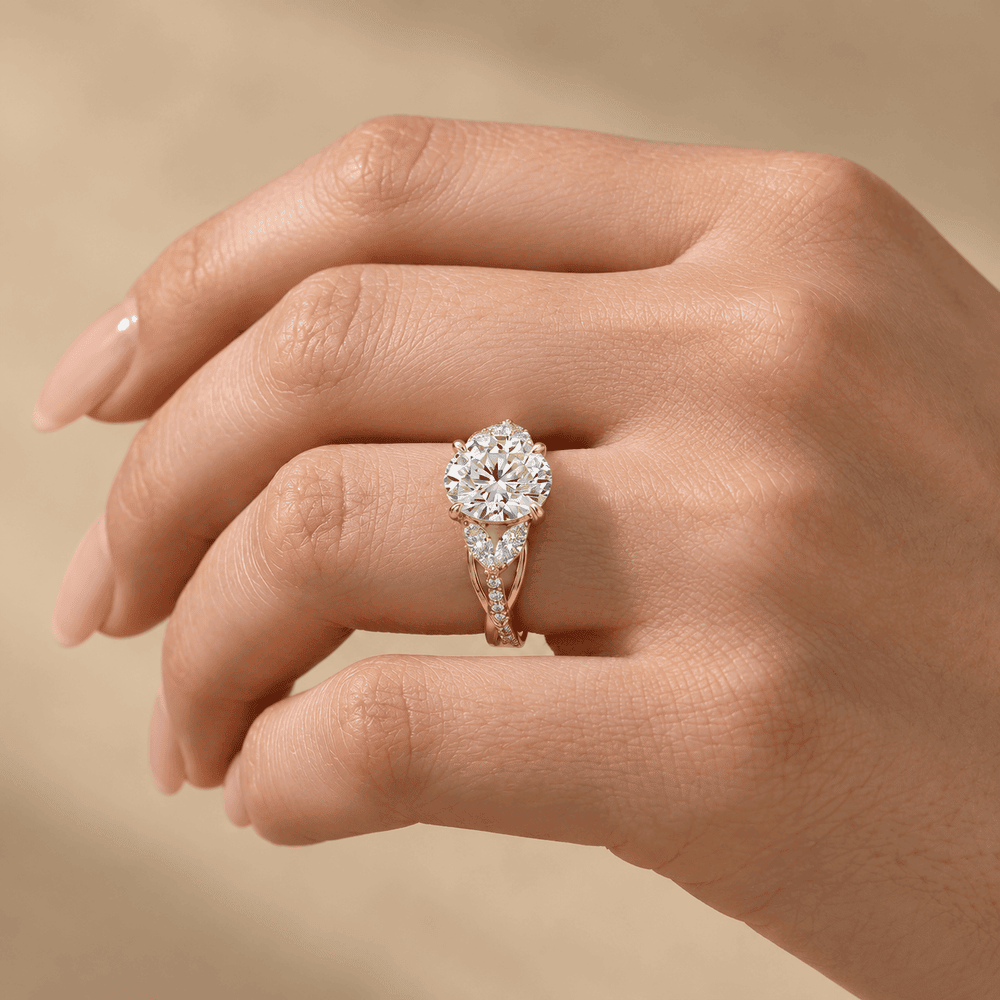 Unique Botanical Style 14K Gold Diamond Wedding Ring