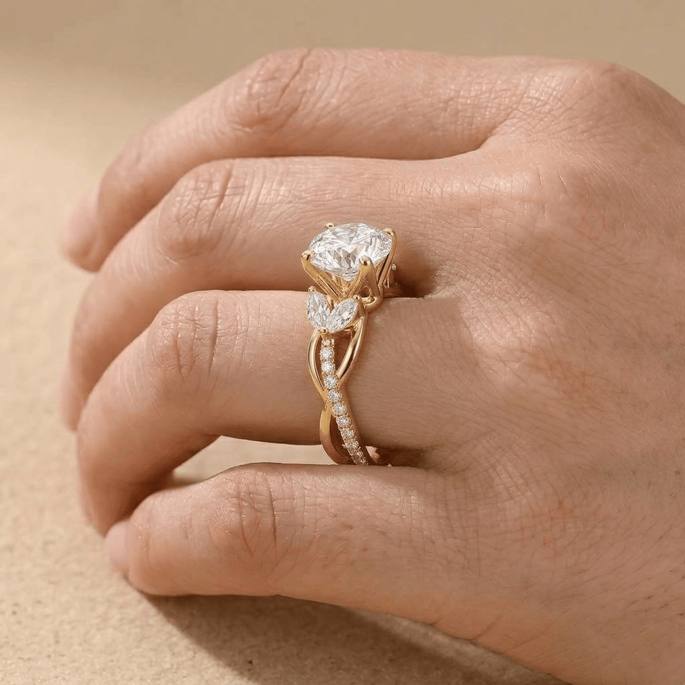 Nature Inspired Round Diamond Bridal Jewelry for Her