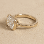 Half bezel lab grown diamond engagement ring
