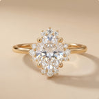 Oval cathedral halo lab grown diamond engagement ring front view