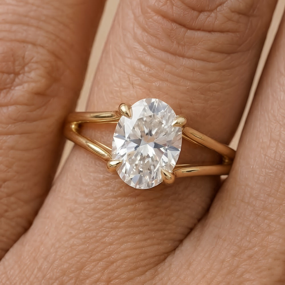 Conflict-free oval lab diamond ring in 14K gold