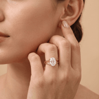 Oval IGI lab diamond ring 14K gold profile angle