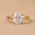 14K gold split shank engagement ring front view
