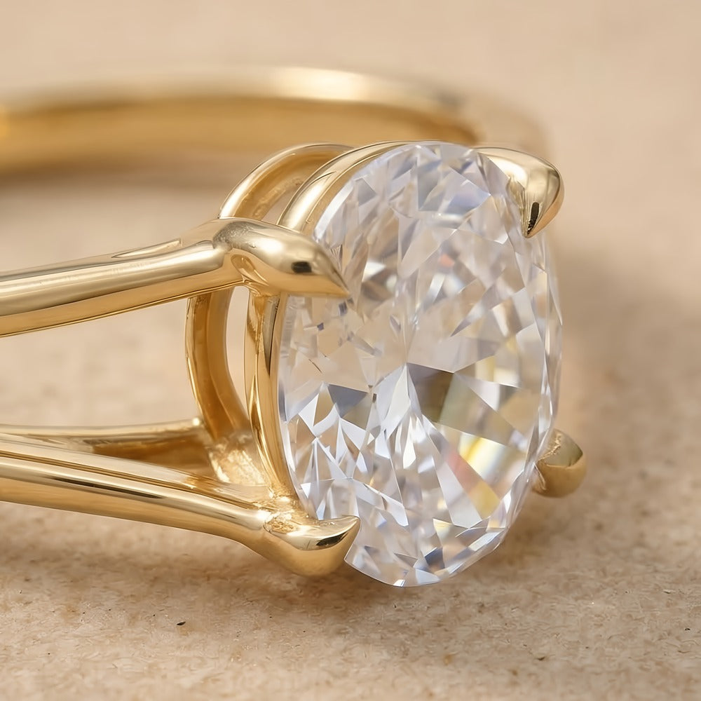 IGI lab grown diamond oval solitaire ring close-up