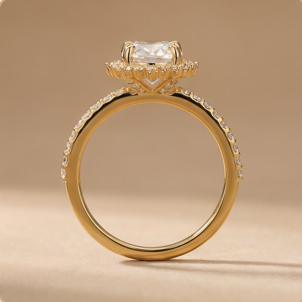Ethical lab-grown pear diamond ring brilliant sparkle