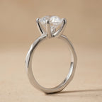 Side view of pear lab grown diamond solitaire in 14K White gold band