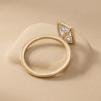 14K gold bezel set radiant engagement ring side profile