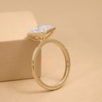 14K gold bezel set radiant engagement ring side profile