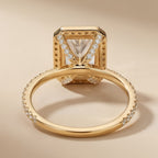 Hidden halo wedding ring - top view showing diamond brilliance