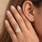 Round halo diamond promise ring for couples