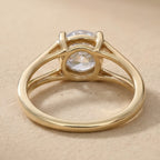 14K gold round diamond engagement ring top view