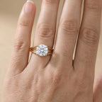 14K gold lab grown diamond ring on model's hand