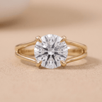 14K gold split band engagement ring front view