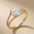 Split band 14K gold ring with round lab grown diamond